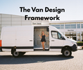 The Van Design Framework guide cover, Abbe standing in the doorway of an empty white Sprinter