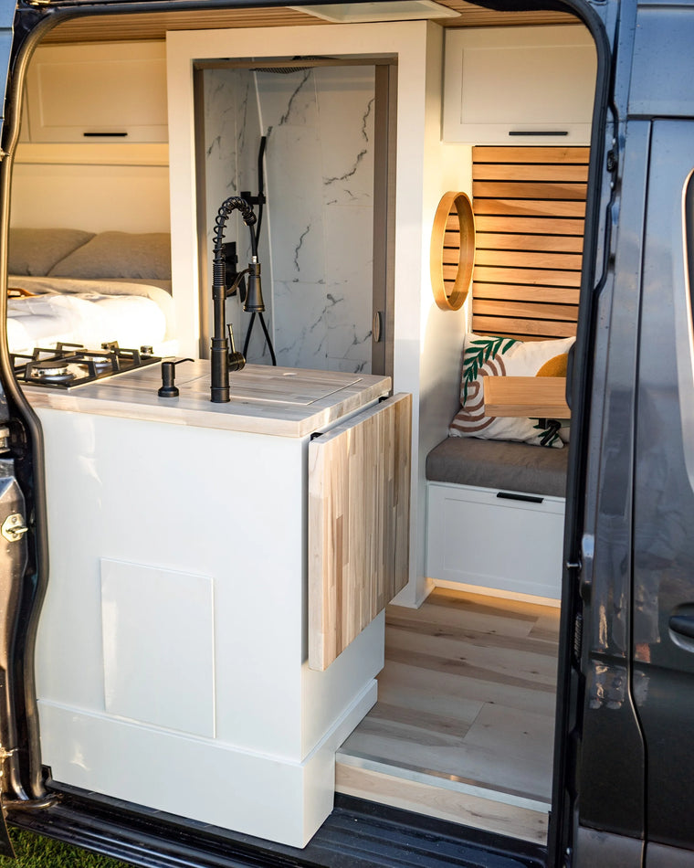 The Zen van galley and shower